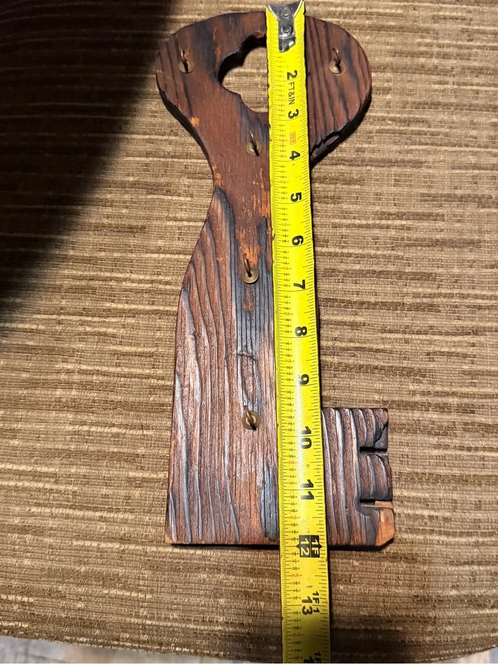 Vintage Wooden Key Wall Hook Rack Rustic Farmhouse Cottagecore Decor